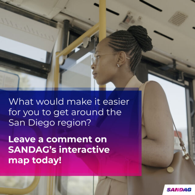🚌 🔄We need faster, more frequent, and more efficient public transportation for a thriving community and healthy environment! 
Tell @Sandagregion what transportation improvements you want to see! 
Leave a comment on their interactive map today! Link in bio bit.ly/PlanMyRegion
-------------------------------------------------------------------------
🚌 🔄 ¡Necesitamos transporte público más rápido, más frecuente y más eficiente para una comunidad próspera y un medio ambiente saludable! 
¡Dígale a @Sandagregion qué mejoras de transporte desea ver!
¡Deje un comentario en su mapa interactivo hoy! Enlace en bio bit.ly/PlanMyRegion
#SANDAG #2025RegionalPlan #TransportationJustice #ClimateJustice #EJ #EnvironmentalJustice #EHC #10TLL #SanDiego #TransitisaLifeline